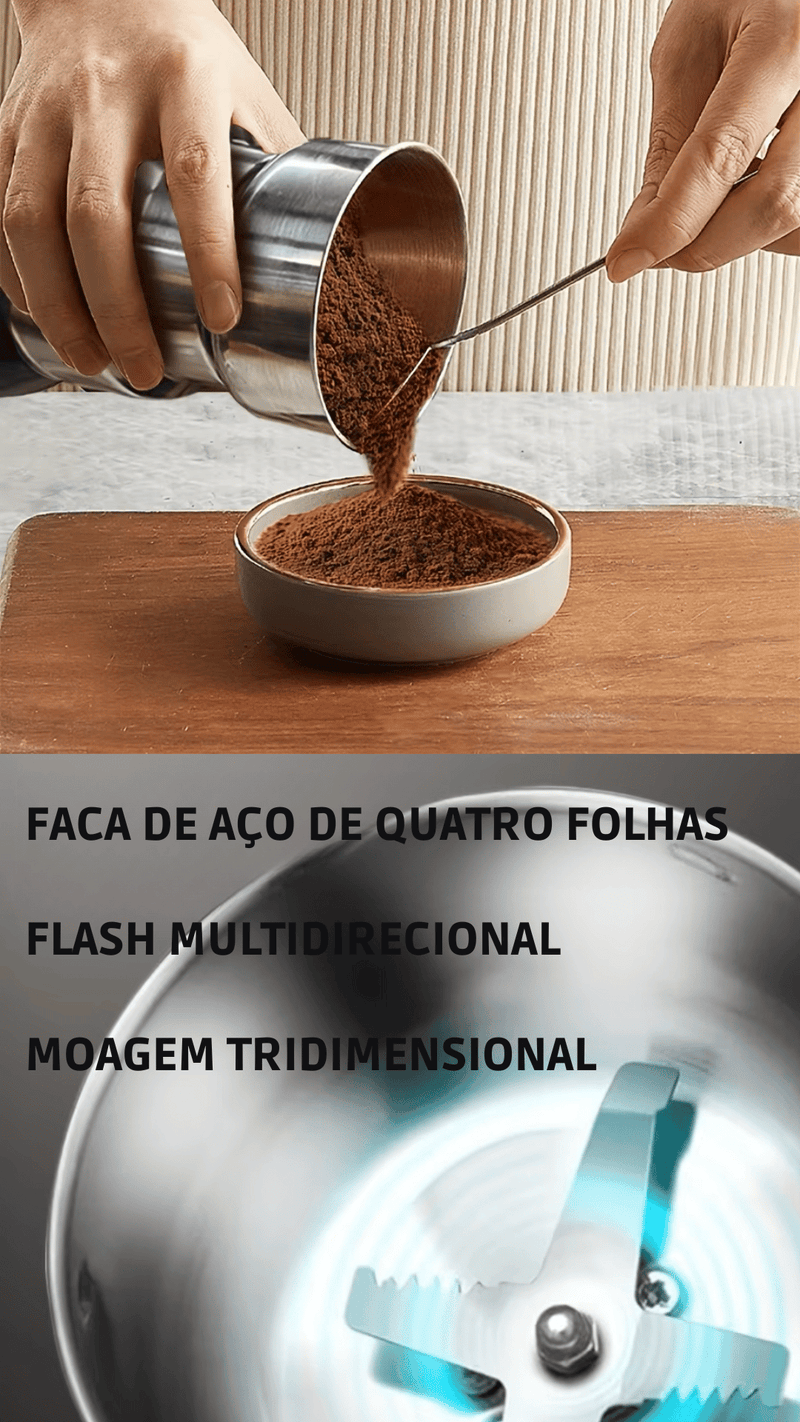 Moedor de Café Grãos Sementes Elétrico Automático Gourmet Profissional Aço Inoxidável 110V - BrazilStory