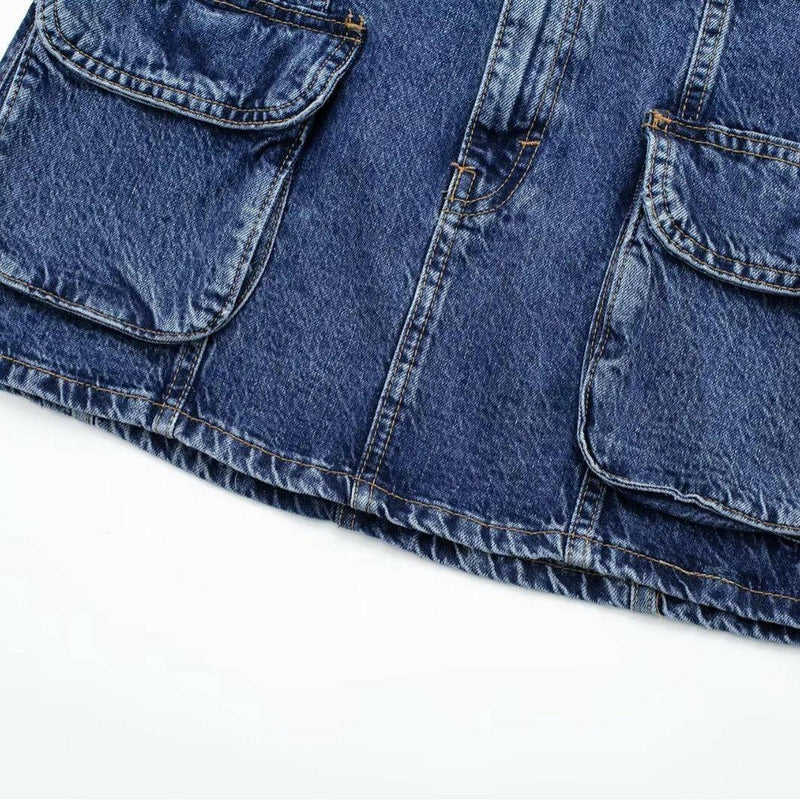 Saia Jeans com Bolsos - BrazilStory