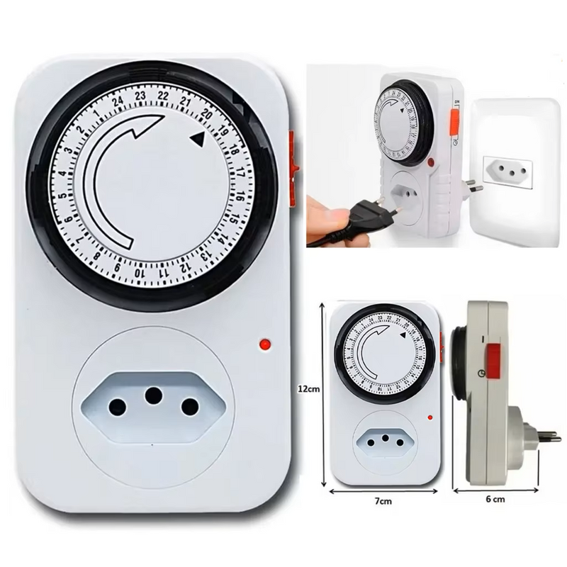 Temporizador Analógico Timer Manual Tomada Liga Desliga Energia 110v / 220v Tomada Inteligente - BrazilStory
