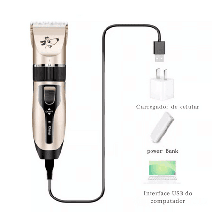 Máquina de Tosa Bateria Recarregável Pet Dog Hair Machine - BrazilStory