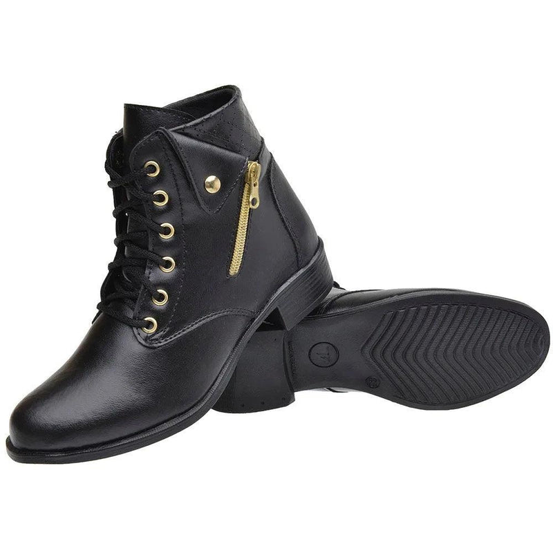 Bota Feminina Coturno Cano Curto Salto Baixo - BrazilStory