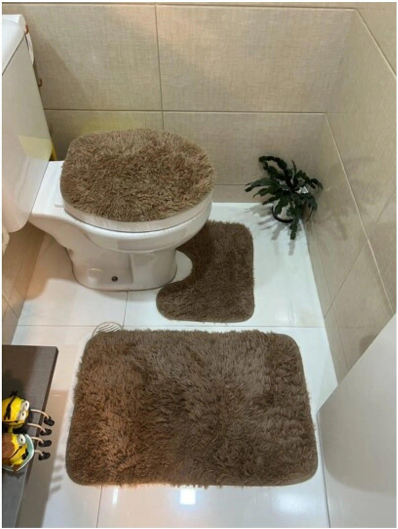 Conjunto de 3 peças de tapetes para banheiro Happy - BrazilStory