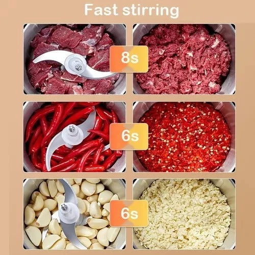 Processador de alimentos elétrico de 2L: triturador com 4 lâminas curvas, ideal para eficiência e praticidade culinária