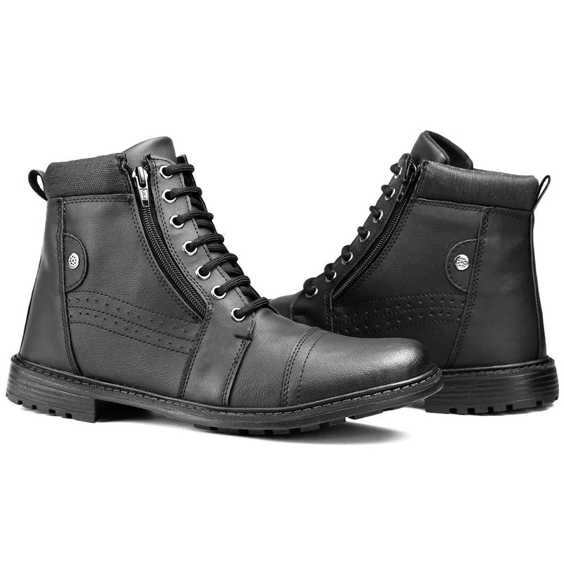 Bota Botinha Cano médio Masculino Com Zíper - BrazilStory