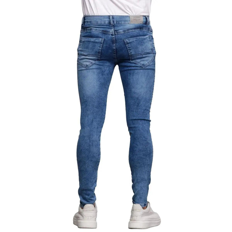 Calça Jeans Masculina Super Skinny Azul Marmorizada - BrazilStory