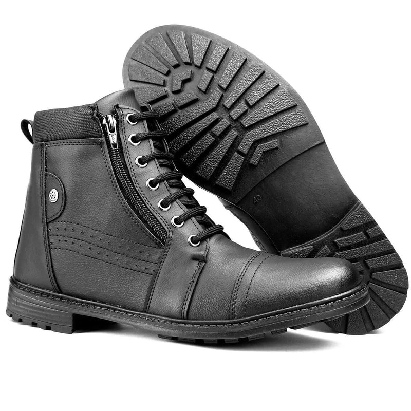 Bota Botinha Cano médio Masculino Com Zíper - BrazilStory