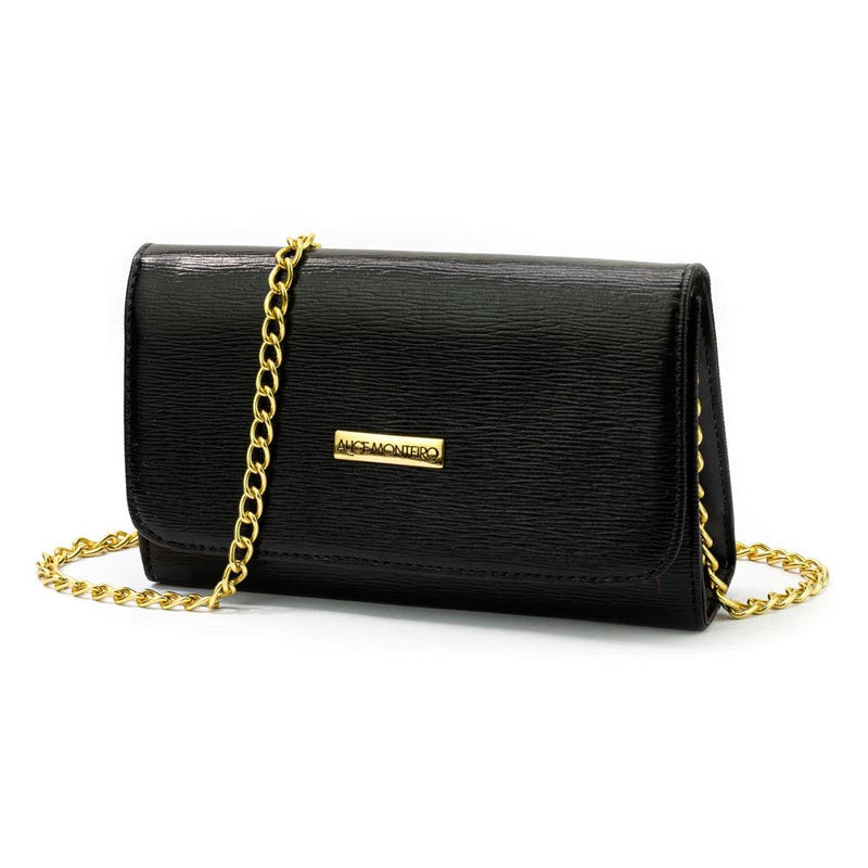 Kit Bolsa Feminina Preta 3 Peças, Bolsa Baú + Bolsa Clutch + Carteira - BrazilStory