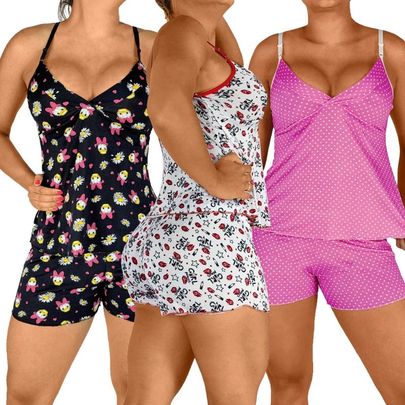 Kit 3 Baby Doll Pijama Feminino - BrazilStory