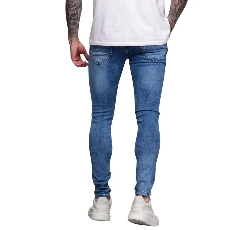 Calça Jeans Masculina Super Skinny Azul Marmorizada - BrazilStory