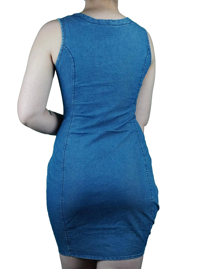 Vestido longo jeans feminino - BrazilStory