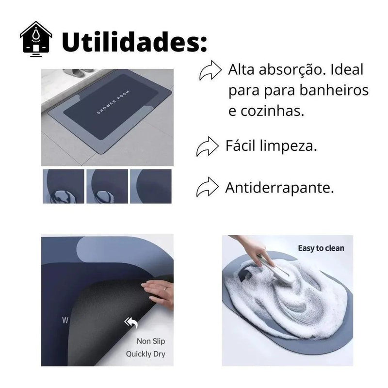 Tapete Emborrachado Mágico De Banheiro Absorvente Antiderrapante - BrazilStory