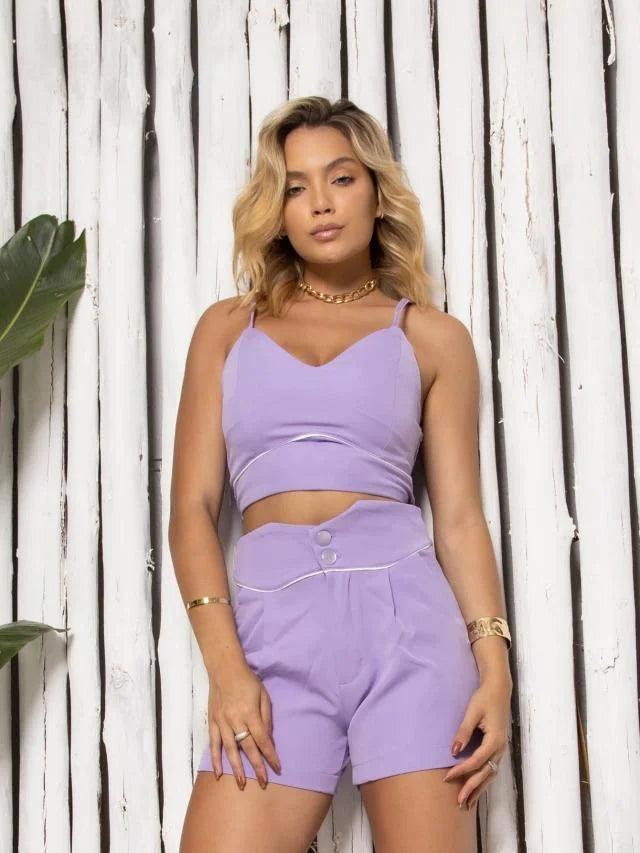 Conjunto Top e Short Alfaiataria com Viés-HBD modelo CON-0027 - BrazilStory