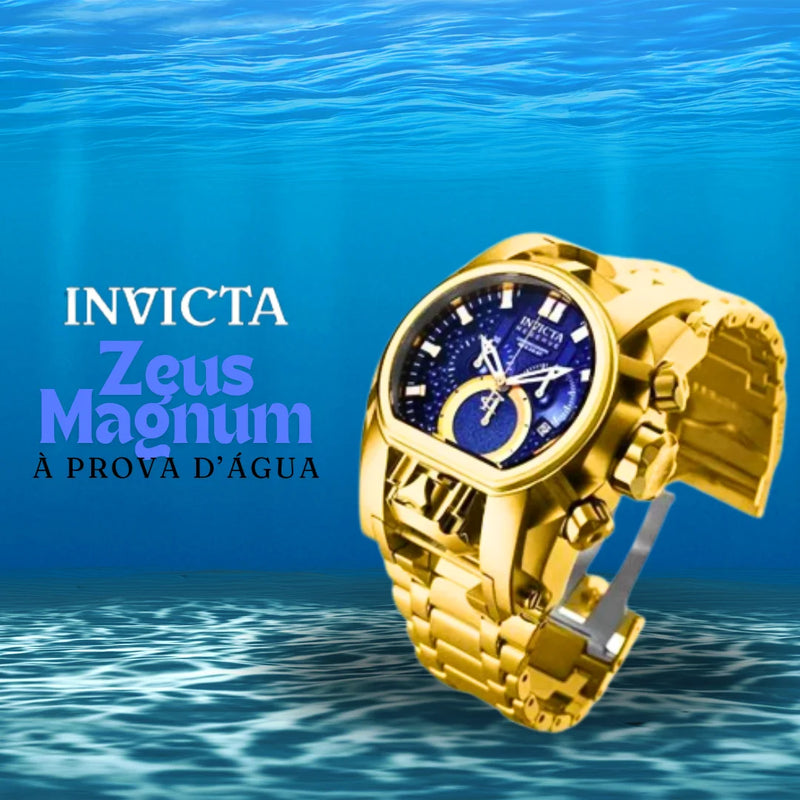 Relógio Masculino Invicta Zeus Magnum Elegante Estilo Imponente Á Prova D'Água Relógio Banhado A Ouro 18K + Presente na Caixa