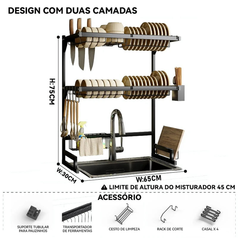 Suporte para pia de cozinha de aço inoxidável premium - BrazilStory