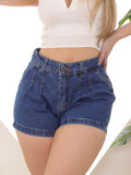 Shorts Jeans Feminino 100% Algodão Cintura Alta - BrazilStory