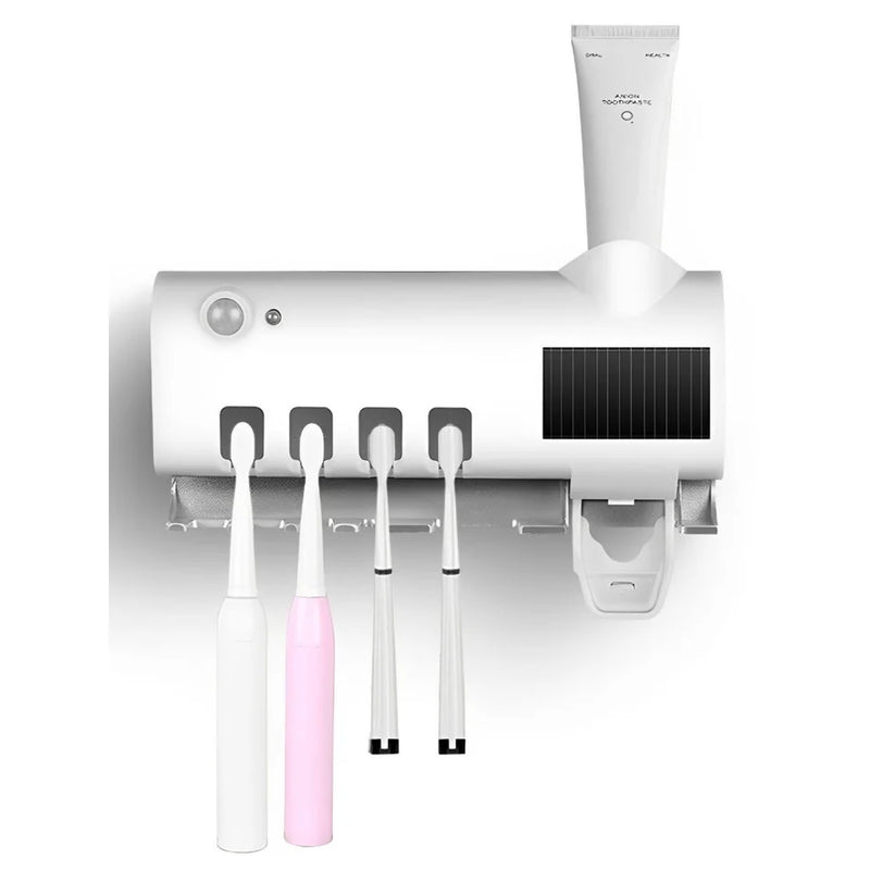 Suporte para aplicador de pasta de dente, dispensador automático de escova com esterilizador UV