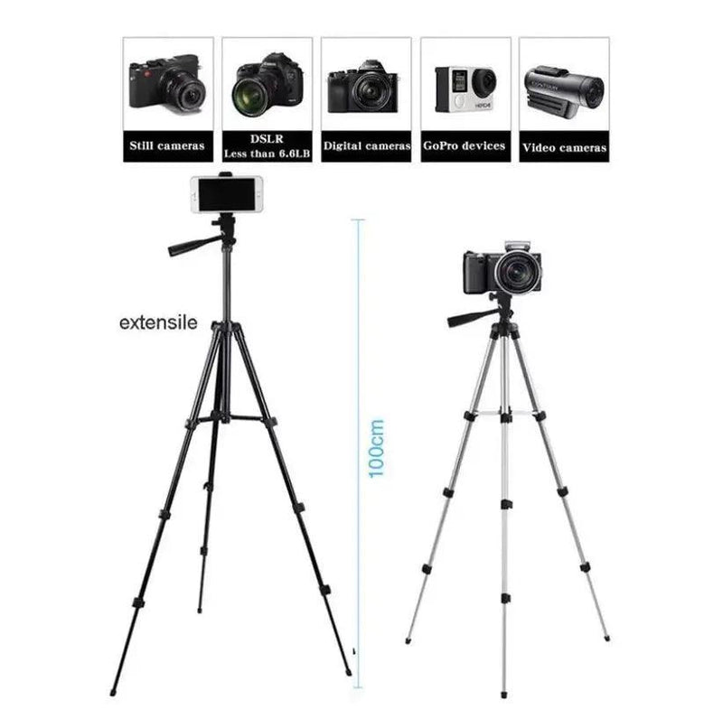 Tripé Universal Profissional Telescópico Para Câmera E Celular 1,02 M 3120 Fotos e Vídeos - BrazilStory