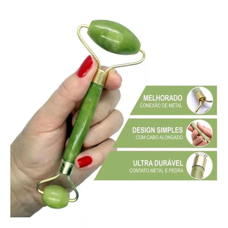 Rolo de pedra de jade facial massageador antirrugas - BrazilStory