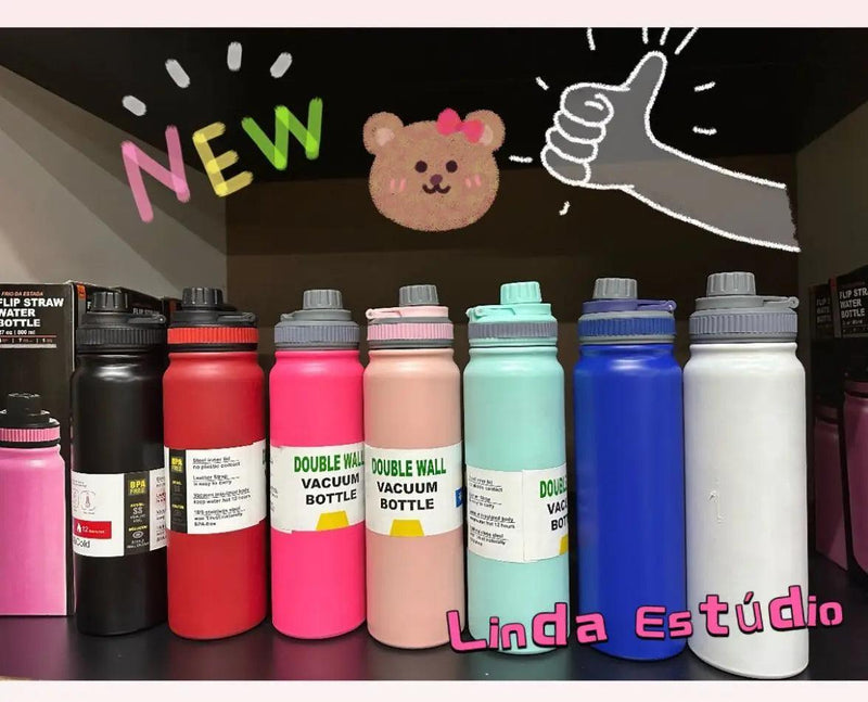Garrafa de Academia 800ml/de Aço Inoxidável/ Isolamento Térmico. - BrazilStory