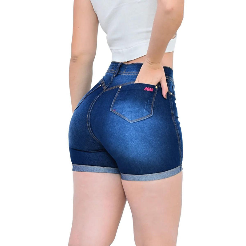 Shorts Jeans Feminino Cintura Alta Com Lycra - BrazilStory