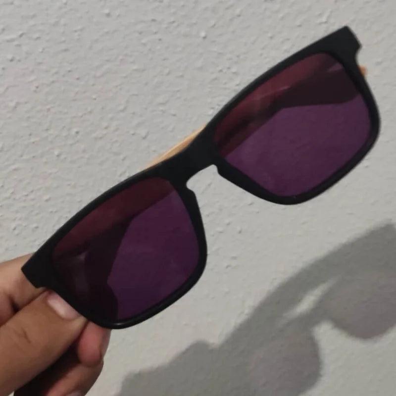 Óculos de Sol Masculino com Haste em Madeira Bambu Óculos Casual - BrazilStory