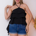 Blusa Crepe Duna Babado 3 Marias Camada Tiras - BrazilStory