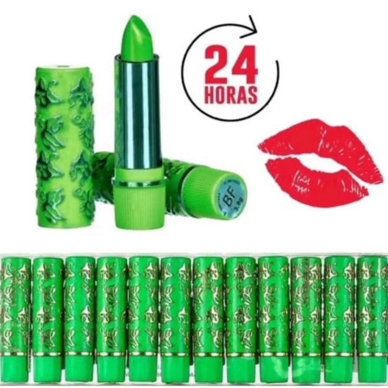 kit 5 Batom 24 Horas Magic Bella Femme Green Lipstick Makeup - BrazilStory
