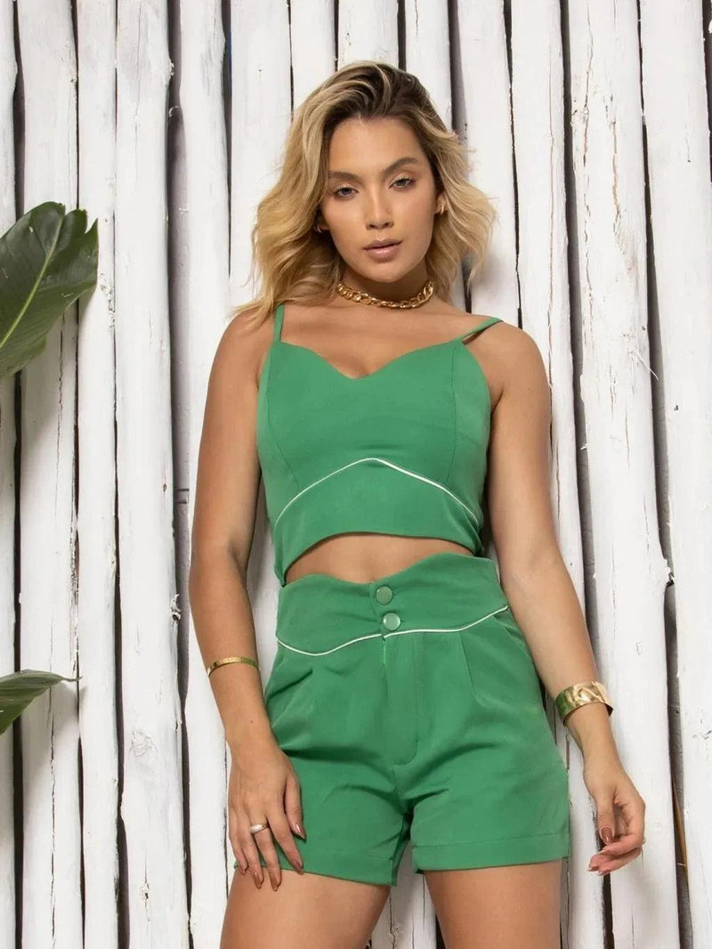 Conjunto Top e Short Alfaiataria com Viés-HBD modelo CON-0027 - BrazilStory
