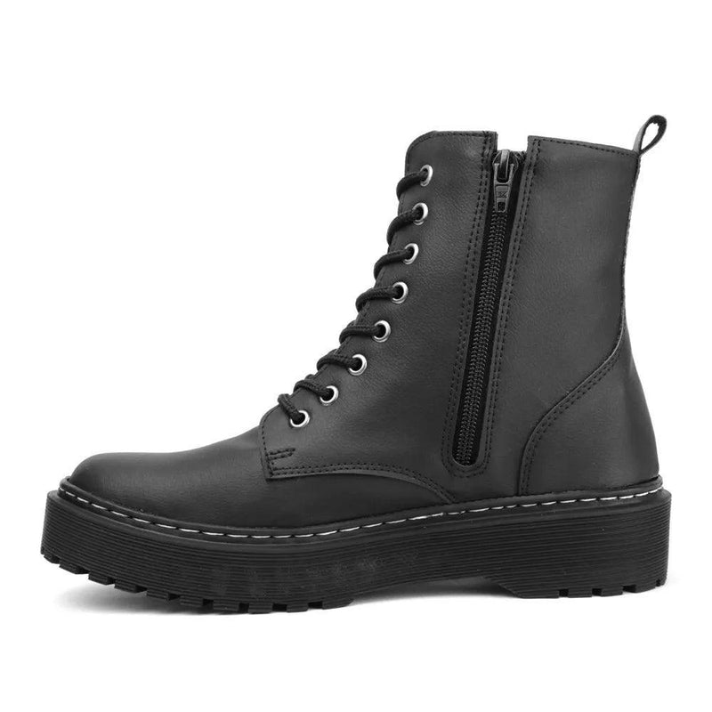 Bota Coturno Feminina Blogueira Sola Plataforma Tratorada Cano Curto - BrazilStory
