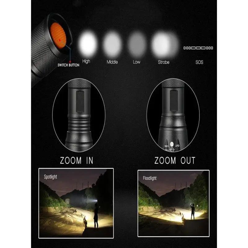 Lanterna Tática com Zoom Militar X900 Profissional Aventura na selva - BrazilStory