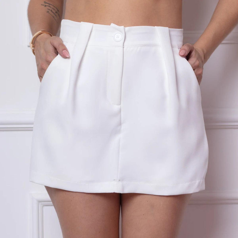 Shorts Saia Alfaiataria com Bolso e Botão - BrazilStory