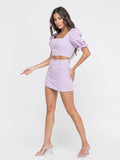Conjunto Top de manga abombada + Shorts saia - BrazilStory