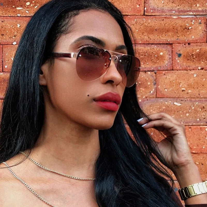 Óculos de sol aviador piloto feminino vintage estilo retrô proteção contra raios UV400 marca designer moda elegante
