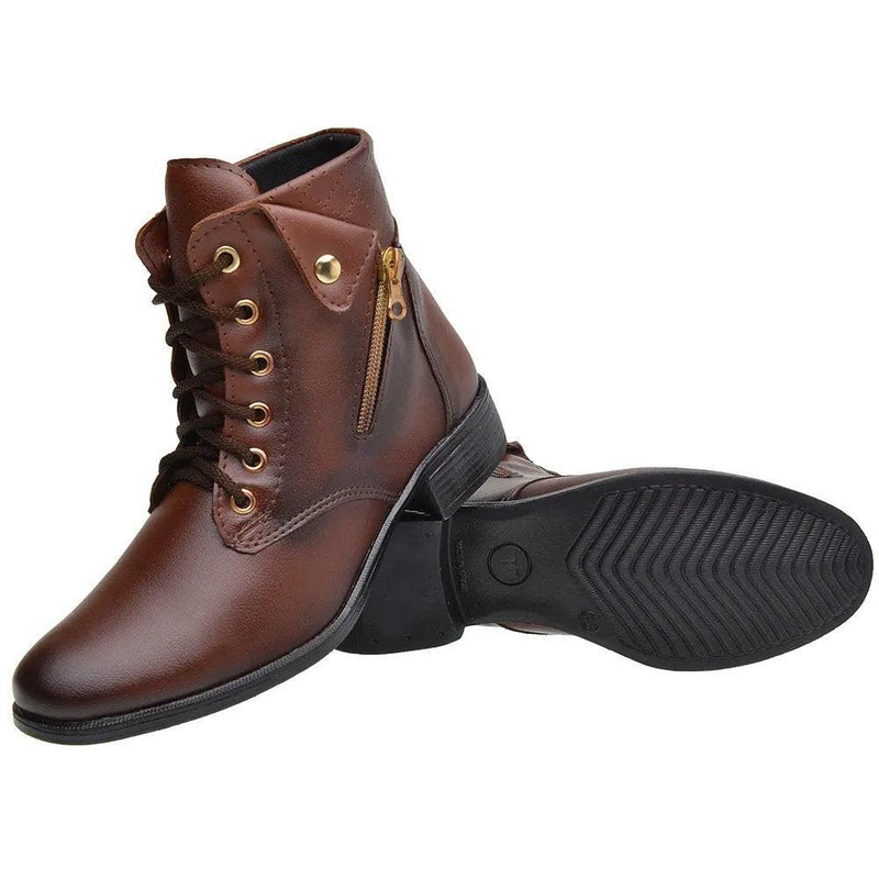 Bota Feminina Coturno Cano Curto Salto Baixo - BrazilStory