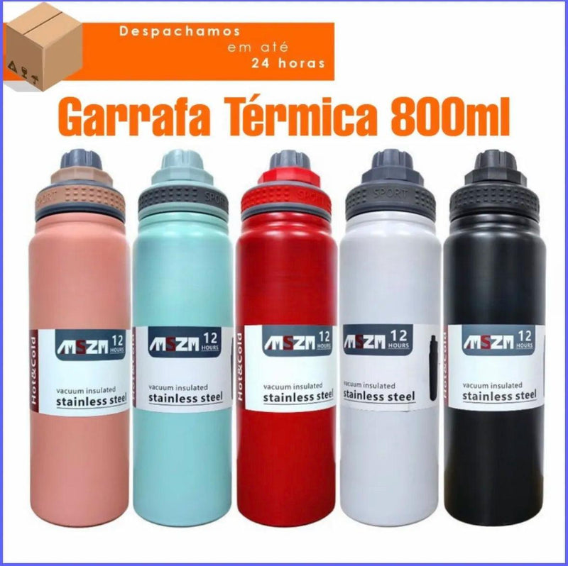 Garrafa de Academia 800ml/de Aço Inoxidável/ Isolamento Térmico. - BrazilStory