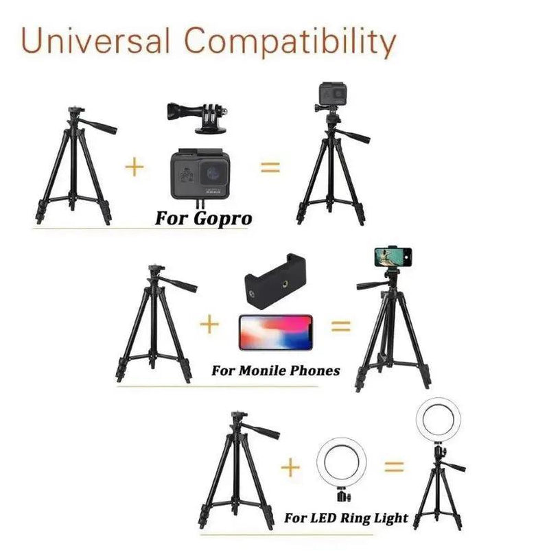 Tripé Universal Profissional Telescópico Para Câmera E Celular 1,02 M 3120 Fotos e Vídeos - BrazilStory