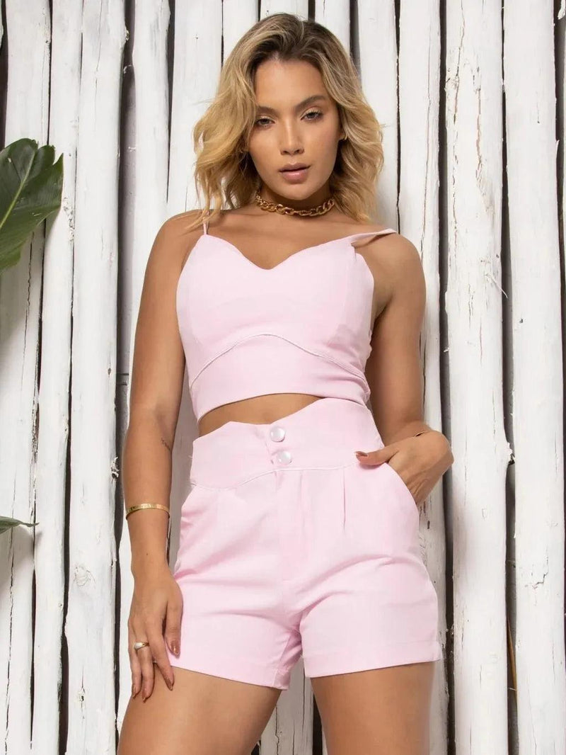 Conjunto Top e Short Alfaiataria com Viés-HBD modelo CON-0027 - BrazilStory