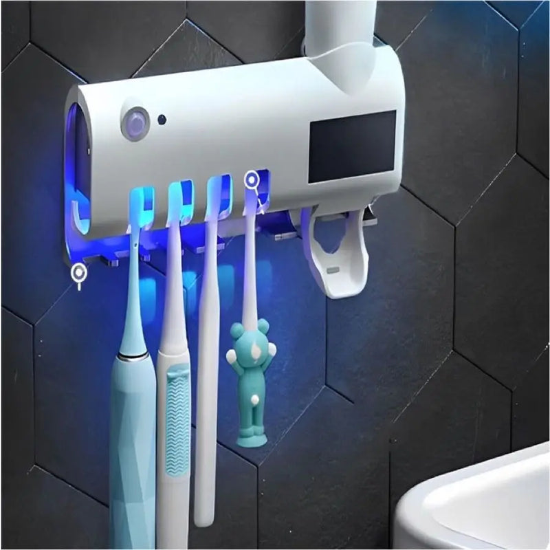 Suporte para aplicador de pasta de dente, dispensador automático de escova com esterilizador UV