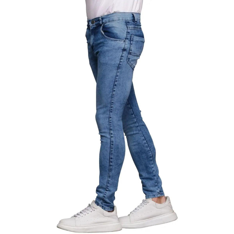 Calça Jeans Masculina Super Skinny Azul Marmorizada - BrazilStory