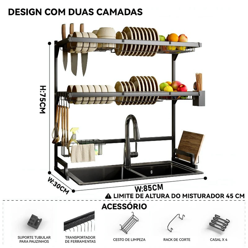 Suporte para pia de cozinha de aço inoxidável premium - BrazilStory