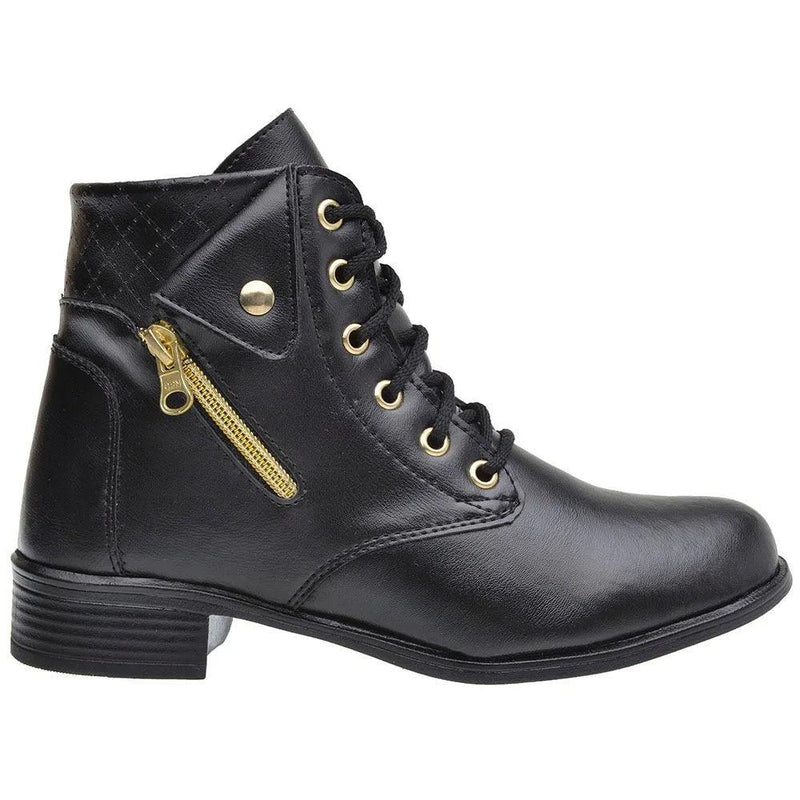 Bota Feminina Coturno Cano Curto Salto Baixo - BrazilStory