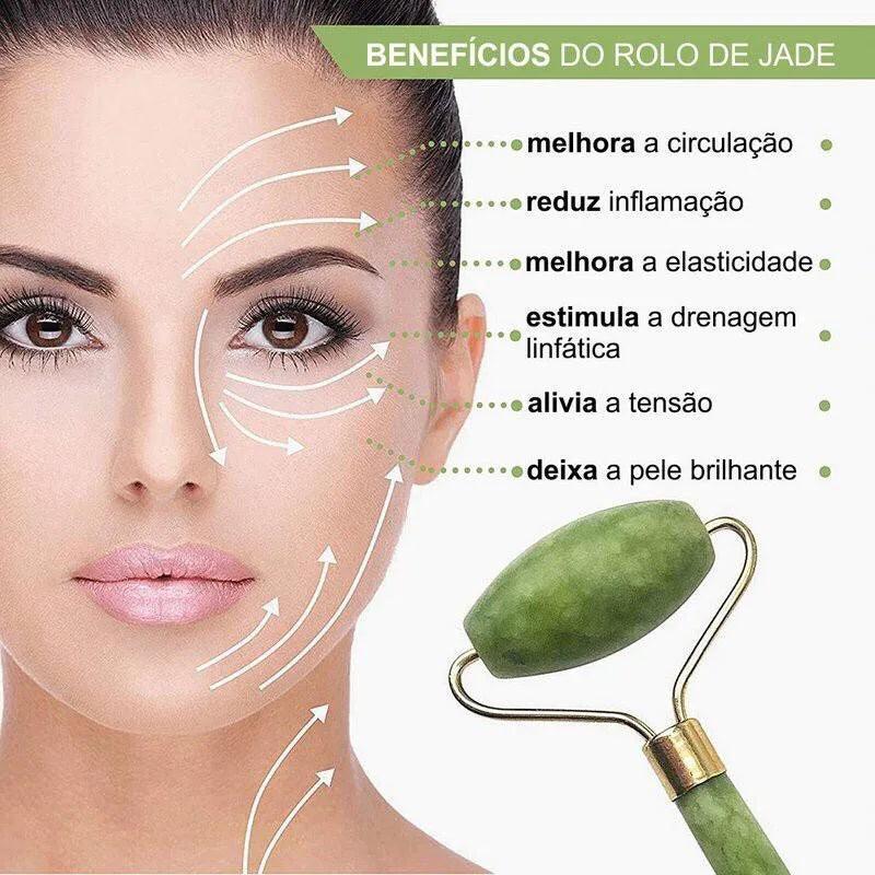 Rolo de pedra de jade facial massageador antirrugas - BrazilStory