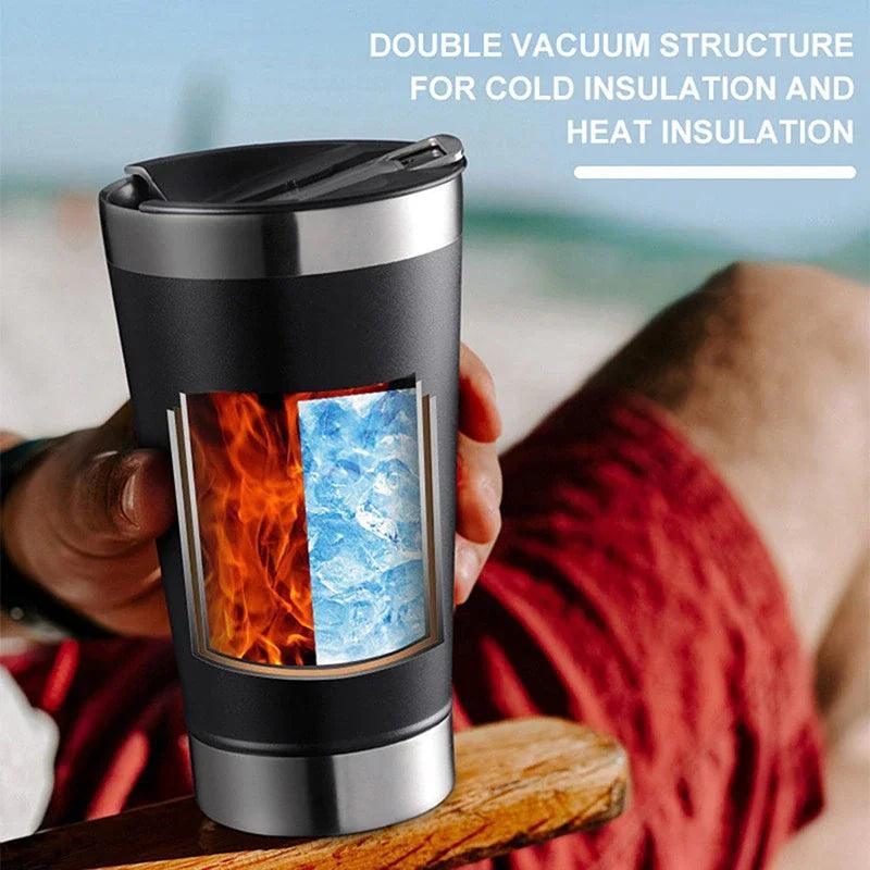 Copo Térmico 473ml COM TAMPA E Abridor Inox Para Quente e Gelado - BrazilStory
