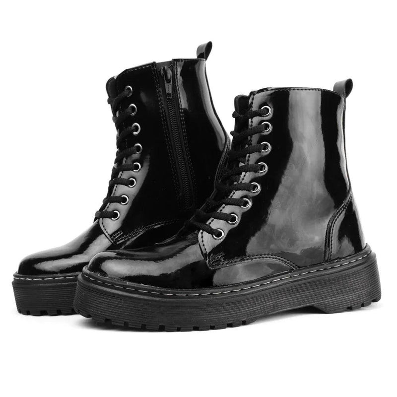 Bota Coturno Feminina Blogueira Sola Plataforma Tratorada Cano Curto - BrazilStory