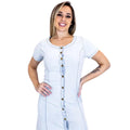 Vestido jeans longo com botões frontais - BrazilStory