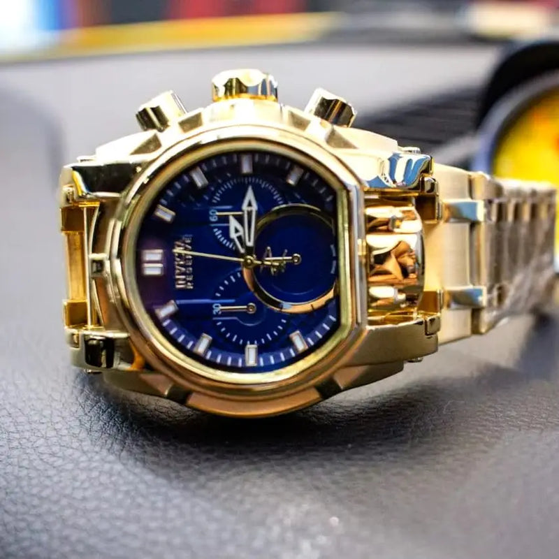 Relógio Masculino Invicta Zeus Magnum Elegante Estilo Imponente Á Prova D'Água Relógio Banhado A Ouro 18K + Presente na Caixa