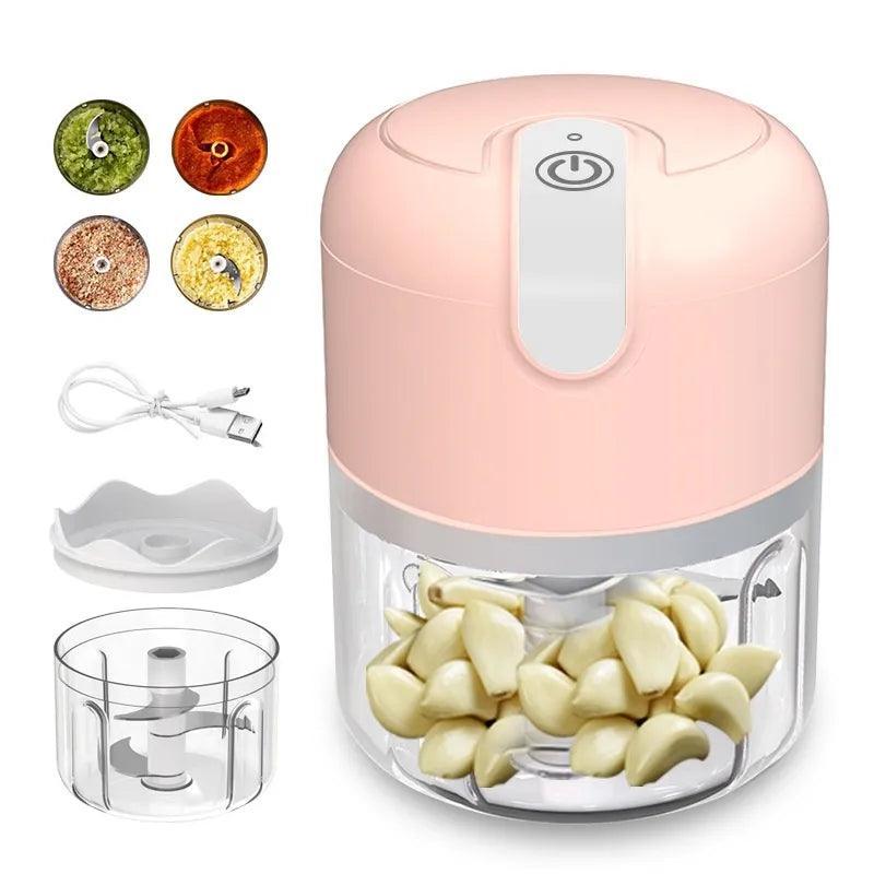 Mini Processador Triturador Elétrico Sem Fio 250ML Alimentos Para Vegetais Gengibre Alho - BrazilStory