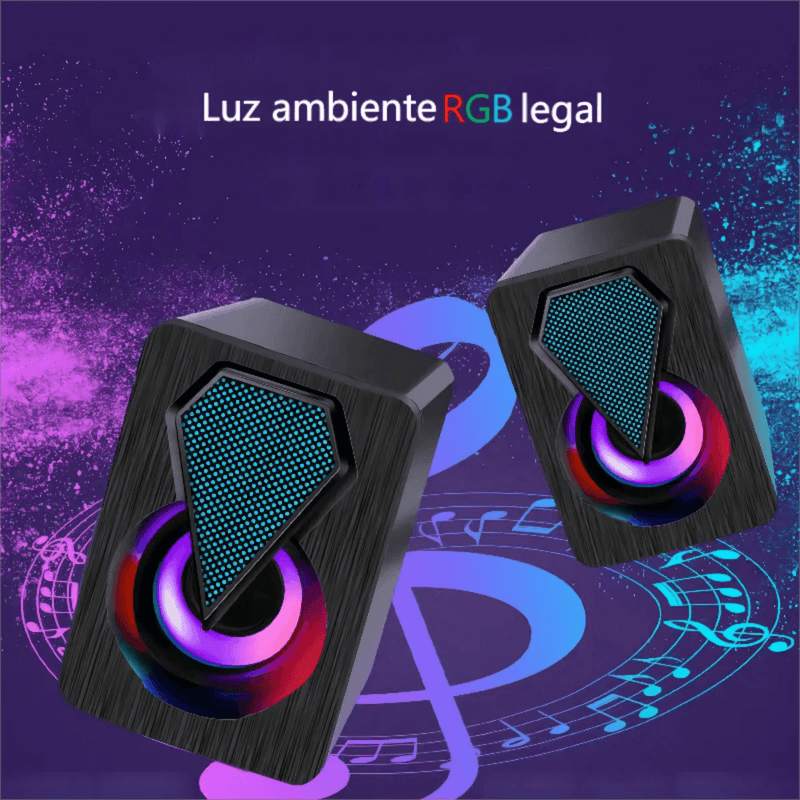 Caixa de som Pc Gamer Com Luz RGB Estéreo 2.0 - BrazilStory