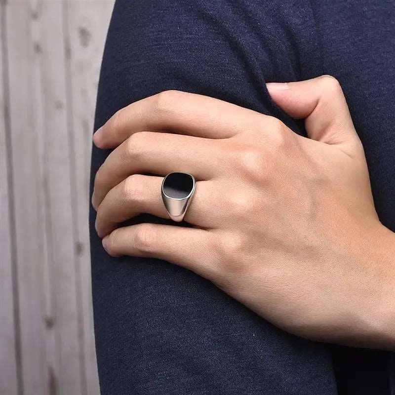 Anel sinete de aço inoxidável masculino - BrazilStory