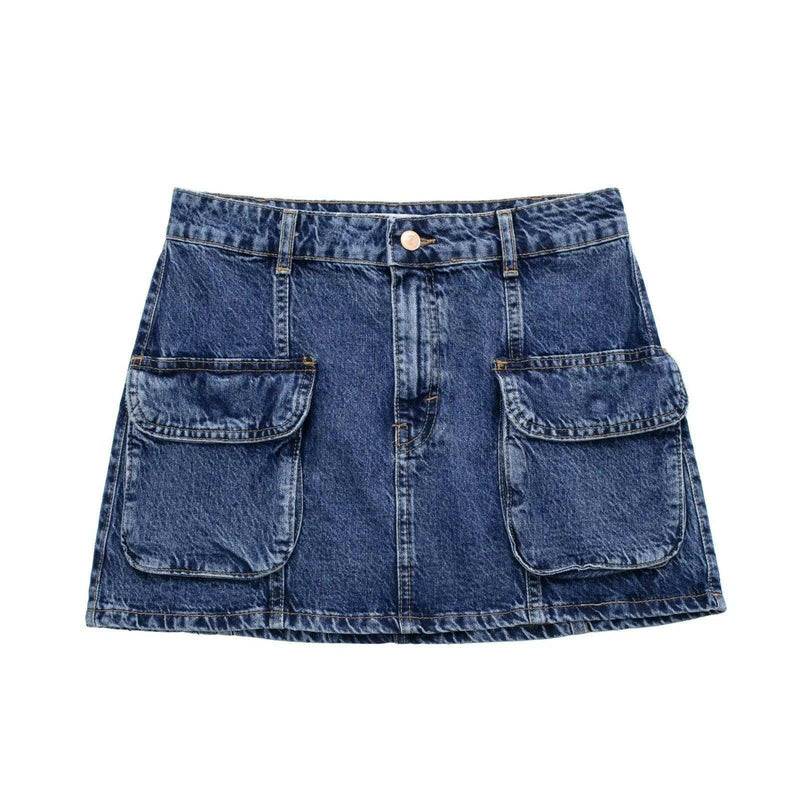 Saia Jeans com Bolsos - BrazilStory